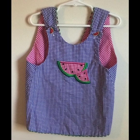 Rare Vintage 1980’s Watermelon Gingham Pinafore Apron - Picture 7 of 7